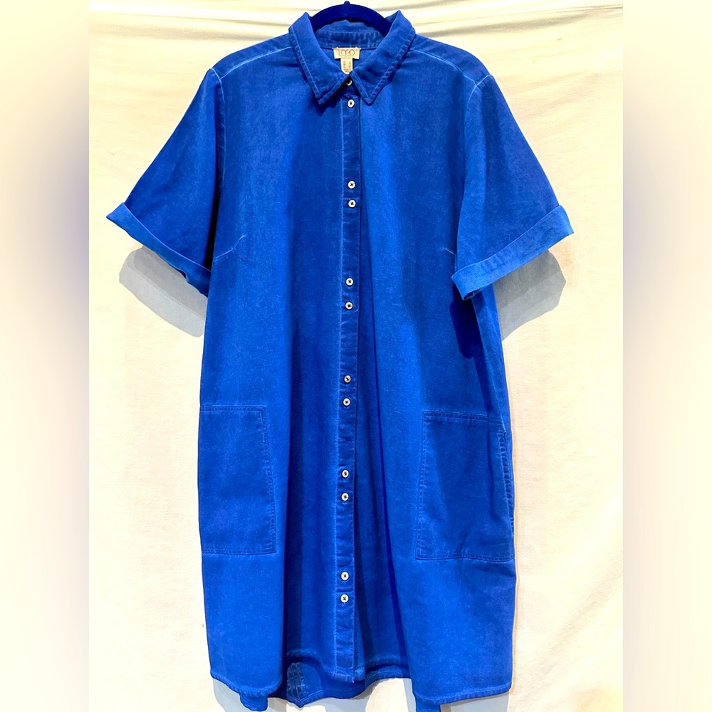 NWOT - LOGO By Lori Goldstein 100% Cotton Button Front Colored Denim Mid… - Picture 2 of 7